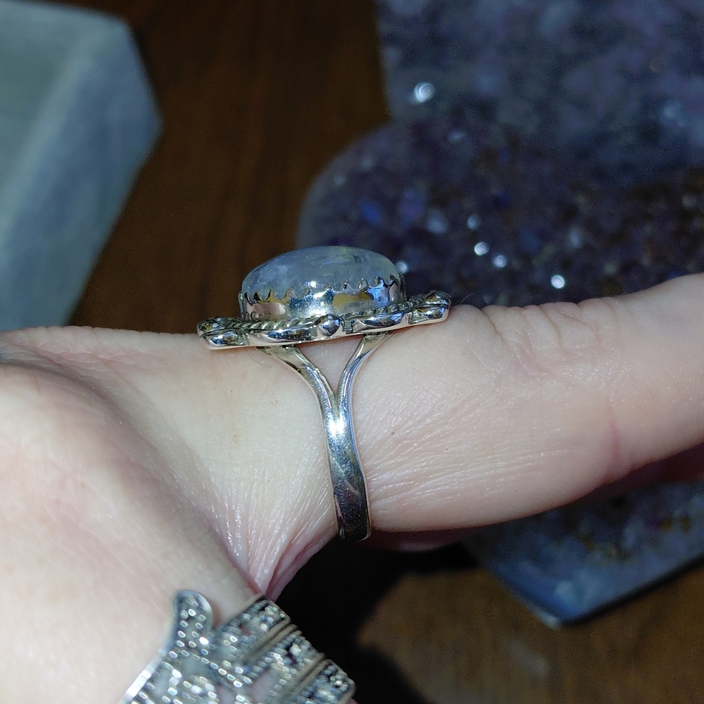 Sterling Silver Moonstone Vintage Style Statement Ring - Picture 8 of 15